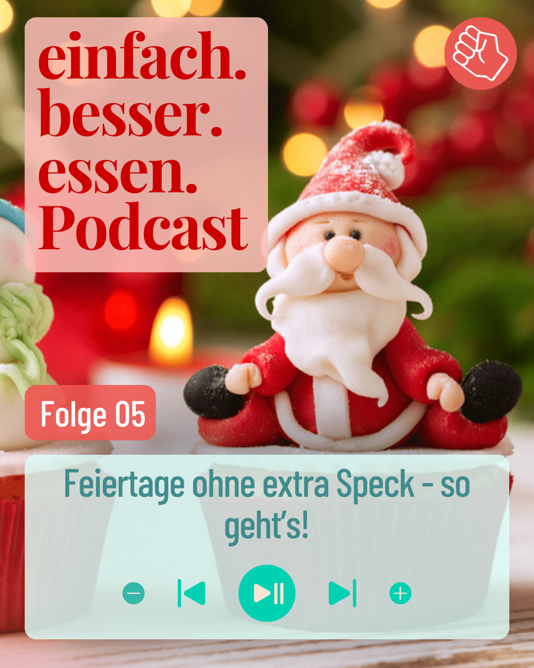Titelbild mit Weihnachtsmann auf einem Cupcake