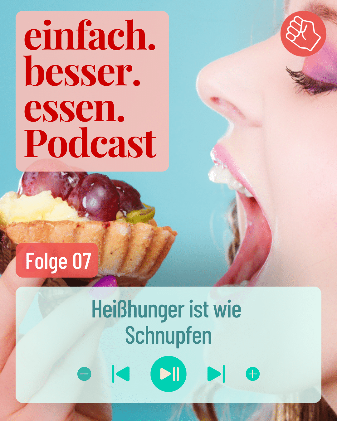 Titelbild mit Frau, die etwas Süßes isst