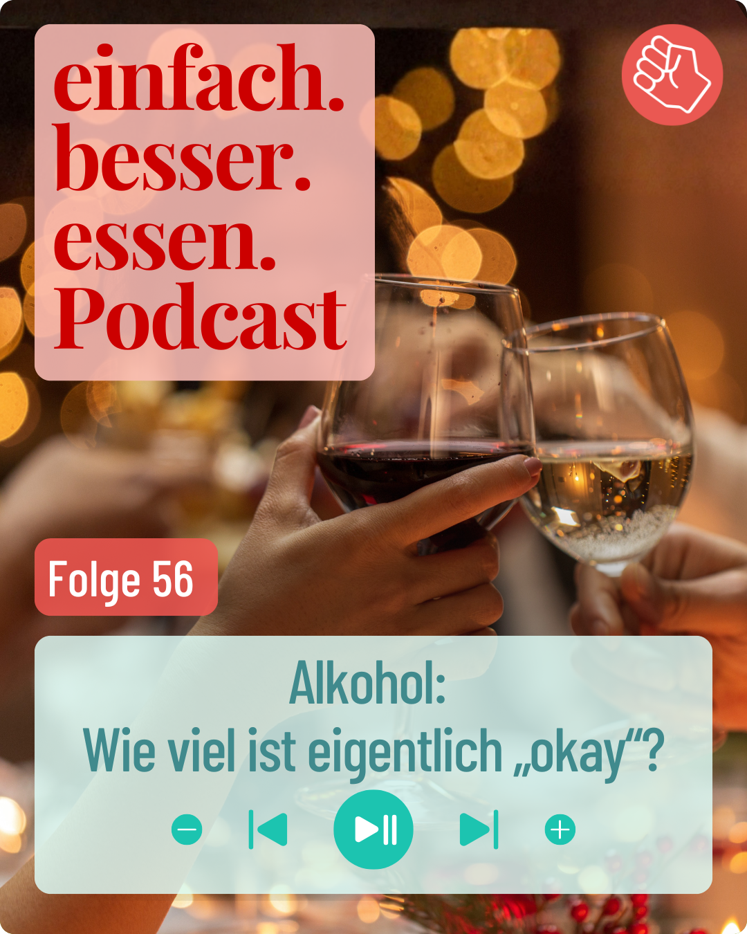 Zu sehen sind zwei Hände, die je ein Weinglas in der Hand halten und anstoßen.