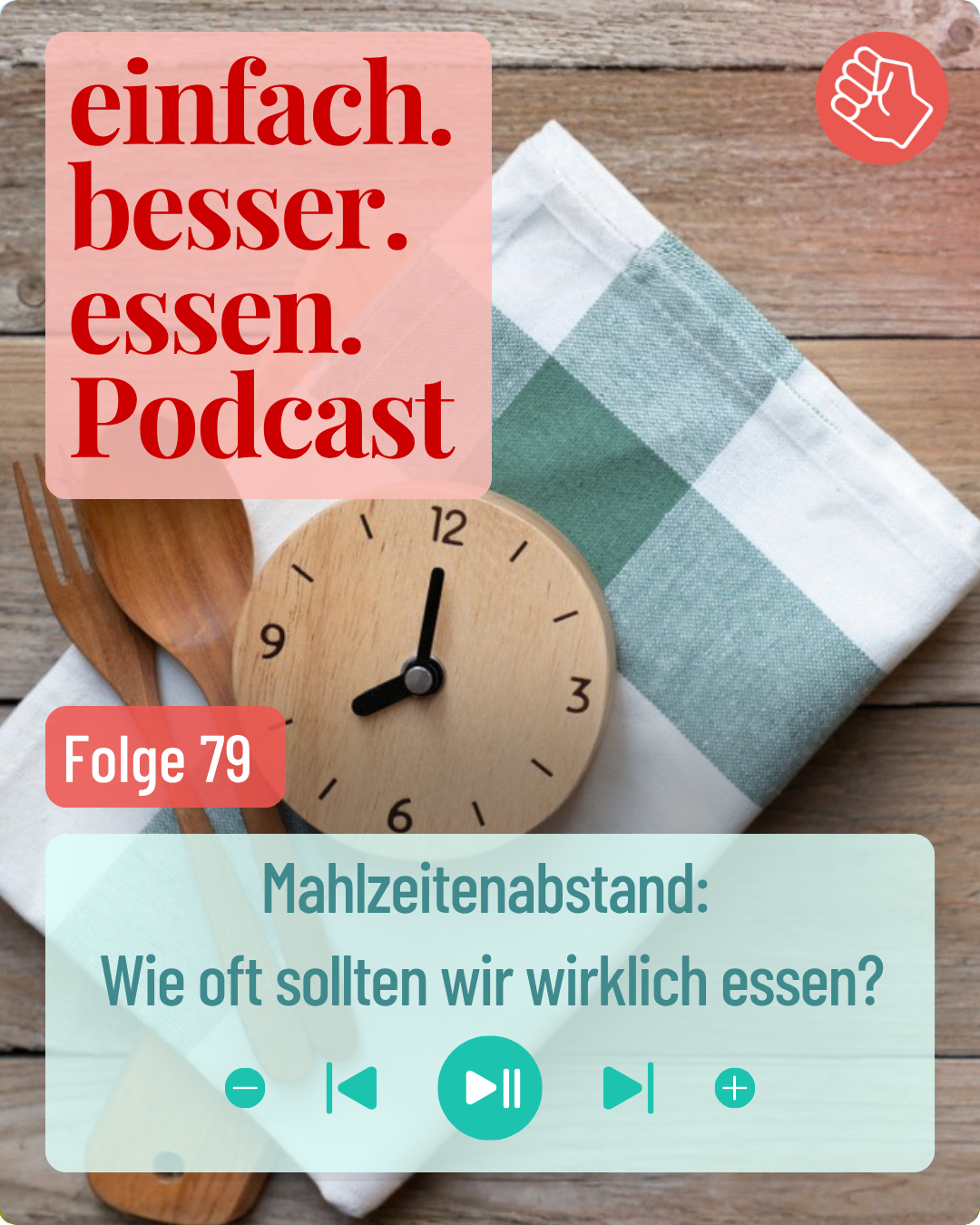 Titelbild mit einer Holzuhr und Holzbesteck, die auf einem Geschirrtuch liegen.