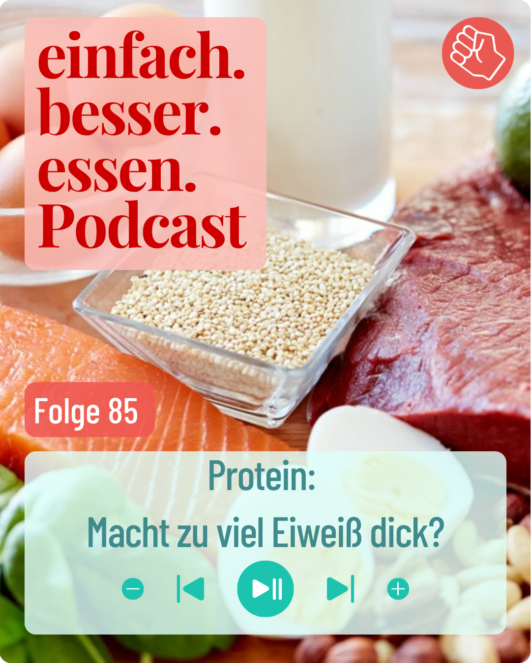 Titelbild mit verschiedenen Eiweißquellen und zu viel Protein.