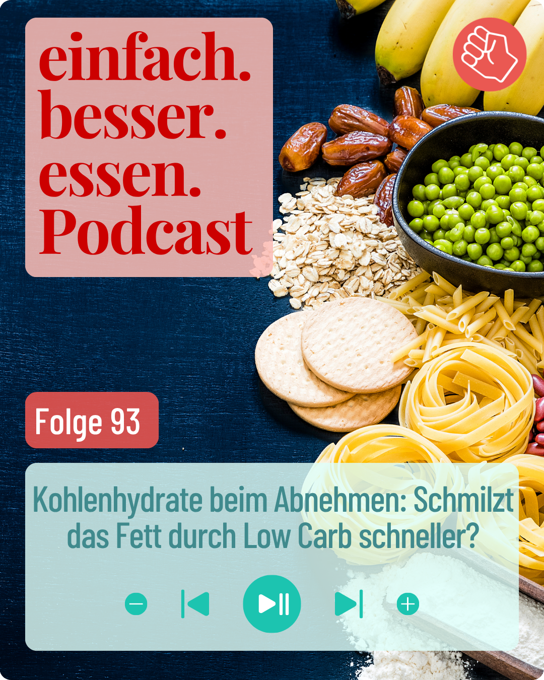 Verschiedene Kohlenhydratquellen liegen auf einem Tisch.